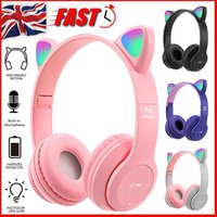 Cat Ear Headphones Wireless Bluetooth Headset LED Lights Earphone