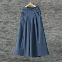 Suitable All Seasons Flowing Cotton Linen Slimming Skirt Summer Thin Breathable Loose Wide leg Pants Artistic Elastic