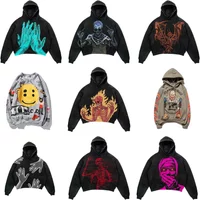 Designer Y2K Skeleton Sweatshirts Loose Fleece Hooded High Street Casual Oversized Hoodies