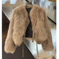 "Korean Style Faux Fur Coat – Short Lace Trimmed Loose Top "