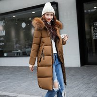 Clothing 2024 Autumn Winter Long Cotton Coat Hood Large Fur Collar Down Cotton Coat Cotton Coat