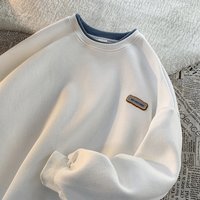 student autumn winter fleece hoodie without hats cool loose round neck pullover