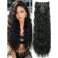 6pcs 24 Inch Long Mermaid Wave Synthetic Hair Clip Extensions Suitable Light Gold Colors