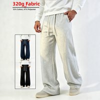 Huamian Men's Patchwork Curved Sweatpants American Style Straight Leg Slightly Flared Knit Wide Leg Trousers Casual Sports Autumn Pants