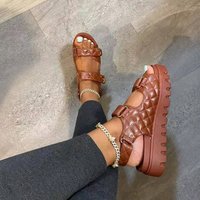 Foreign trade large thick soled sandals 2024 summer European American casual cross border Velcro sandals