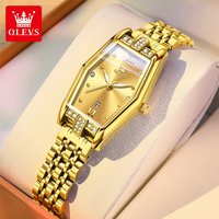 OLEVS 3699 Women Watch Top Luxury Stainless Steel Waterproof Watch Elegant Business Automatic Date Tonneau Women Quartz Watch
