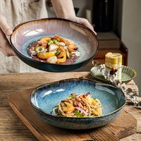 Yunmeng 9 Inch Irregular Deep Plate Retro Light Luxury Salad Plate Household Vegetable Plate Ceramic Soup Plate