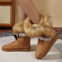 Plus-size women’s platform snow boots big furry plush warm and thick