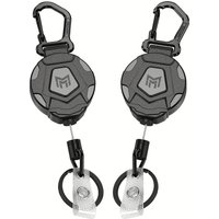 2 piece Retractable Keychain Heavy duty Mountain Buckle Badge Clip Tactical ID Card Scroll Strap 31.5 Inches