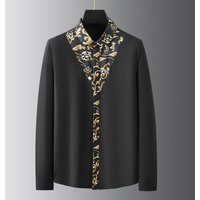 Clothing Quality Shirts Geometric Ribbon Stitching Business Casual Shirts
