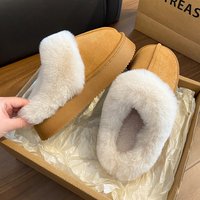 Cotton 2024 Thick Sole Suede Internet Celebrity Forest Style Furry Slippers Winter Warm Indoor Home Outdoor