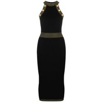 Women's Sleeveless Buttoned Stretch Mid-length Hip-hugging Slim-fitting Outer Wear Versatile Knitted Dress
