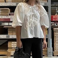 Clothing Sweet Casual Strap Round Neck Puff Sleeve Versatile Shirt