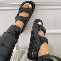 Plum-size Velcro platform sandals women's solid color sports style flat beach sandals