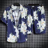 Men’s Clothing Men’s Trendy Casual Suit, Men’s Short Sleeved Shirt, Shorts, Loose And Handsome, Floral Shirt