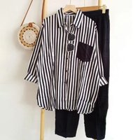 Fashion Large Loose Slim Fit Casual Striped Long sleeved Suit Foreign Trade Wholesale