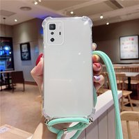 Luxury Cute Lanyard Silicone Phone Case For Xiaomi Redmi Note 10 10S 9 8 Mi 11 10 9 T Lite Pro Ultra-thin Necklace Rope