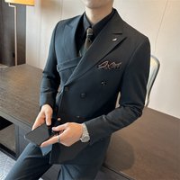 Clothing double breasted suit suit slim plus suit three piece wedding grooms dress