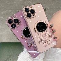 Phone Case On OPPO A9 2020 A53 Plating Astronaut Fold Phone Holder Soft TPU Cover A15 A16 K A54 A74 A92S A72 A15 A5S