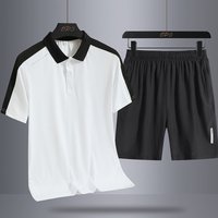Dad’s Outfit Set, Summer Quick Drying Ice Silk Short Sleeved Polo Shirt, Men’s Thin Casual Middle-Aged Sportswear