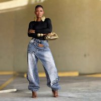Clothing Denim Jeans Cross Over Design Deconstructed Layered Washed Formal & Casual