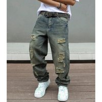 Men's American Style Lightweight Distressed Washed Retro Wide Leg Casual Straight Leg Jeans Loose Fit Slimming Summer 2026