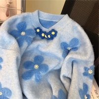 Clothing Milk Soft Waxy Sweater Autumn Winter 2024 Beaded Flower Design Niche Fashion Sweet