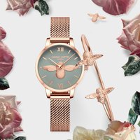 Hannah Martin Women’s Watch Trendy Mori Girl Series British Niche Watch Japanese Movement OB Same Style 3D Little Bee Women’s Watch