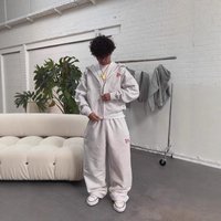 Clothing & Casual Streetwear Hoodie Set Embroidery Lettering Loose Fit Pullover & Jogger Pants