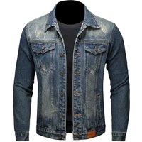 Retro Distressed Washed Work Jacket Spring Autumn 522