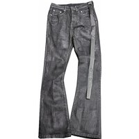 Wax Pants Long Pants Purely Hand brushed Wax coated Wax faced Flared High elastic Jeans Dark Wind