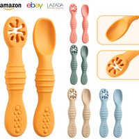 Mother & Silicone Spoon Food Licking Spoon Learning To Eat Training Silicone Soft Spoon Rice Cereal Feeding Sticky Spoon