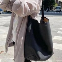 Row Genuine Leather Large Capacity Commuter Tote High End First Layer Cowhide Bucket Bag Single Shoulder Handbag