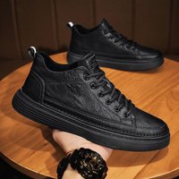 British style waterproof leather shoes casual board shoes slip on sports shoes