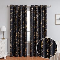 Luxury Marble Blackout Curtains Thermal Insulated Drapes Silver Foil Living Room Bedroom 100% Light Blocking UV Protection
