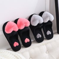 Autumn Winter Cotton Cartoon Shoes Floor Non Slip Warm Style Big Heart Maternity Home Slippers