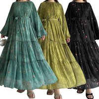 Clothing Muslim Chiffon Belt Robe Fashion Elegant Dress