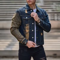 Men’s Slim Fit Ripped Denim Jacket – Distressed Vintage Style, Sizes S-XXL