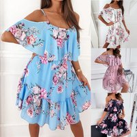 Clothing 2023 spring chiffon printed off shoulder sexy dress fashion dress