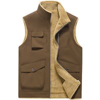 Men’S Fleece-Lined Work Vest – Multi-Pocket Utility Vest With Stand Collar, Lightweight & Warm For Outdoor, Hiking, Casual Wear