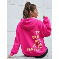 Clothing letter printing versatile casual long sleeve pullover loose hooded sweatshirt