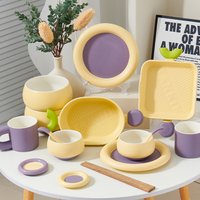Macaron Pastel Ceramic Dinnerware Set Minimalist Bowls Plates Mugs Bakery Style Oven Safe Dishes Tableware Gift Daily Use