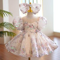 One year old Dress Princess Dress Autumn Picture Flower Dress Little Runway Piano Costume