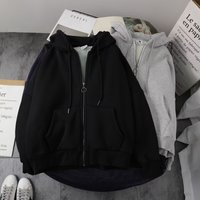 Men's Clothing Plus Velvet Jacket Men 2024 New Cardigan Large Size Casual Sweater Loose Autumn And Winter Zipper Hooded