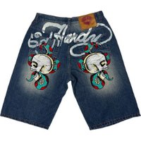 Clothing Hip hop Funny Dark Style Printed Denim Shorts Summer Fashion Casual All match Wide leg Shorts