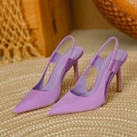 2024 Spring Brand Slingback Pointed Toe Slip on Thin High Heel Elegant Pumps Shoes Drss Sandals