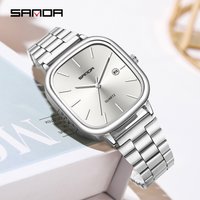 Fashion Couple Quartz Watch Waterproof Luminous Calendar Stainless Steel Square Business Luxury Watch