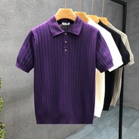 Casual Knitted T Shirt Short Sleeved Simple Solid Comfortable Breathable Top Hong Kong Style Fashion Trendy