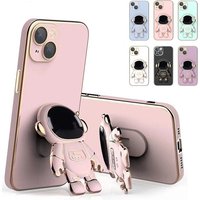 Phone Case OPPO Reno 5 lite Plating Astronaut Fold Phone Holder Soft TPU Cover On reno 2 2Z 3 4 Pro 5 6z 7 8 findx3