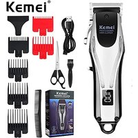 KEMEI Professional Hair Clippers Men Rechargeable Cordless Electric Beard Hair Trimmer Barber Hair Cutting Machine Grooming Kit